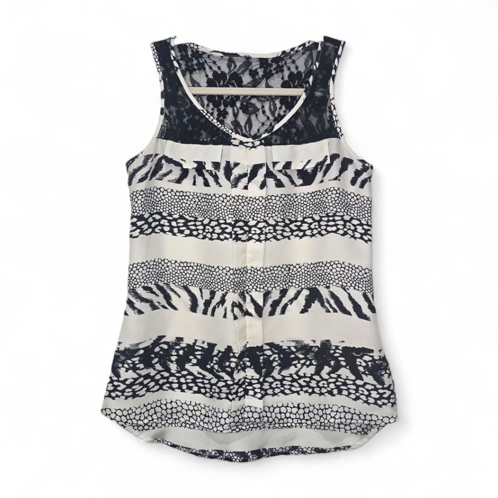 Express Animal Print Sleeveless Lace Blouse Size XS